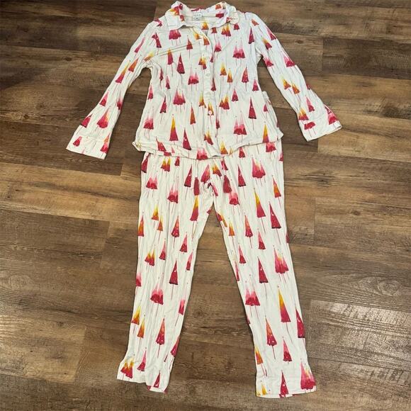 Soma Pajama Set M Abstract Trees Holiday Christmas Long Sleeve Buttery READ - Picture 1 of 7